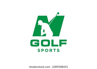 Alphabet letter icon logo M for Golf logo design vector template, Vector label of golf, Logo of golf championship, illustration, Creative icon, design
