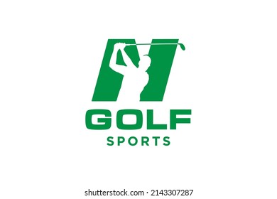 Alphabet letter icon logo N for Golf logo design vector template, Vector label of golf, Logo of golf championship, illustration, Creative icon, design