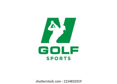 Alphabet letter icon logo N for Golf logo design vector template, Vector label of golf, Logo of golf championship, illustration, Creative icon, design