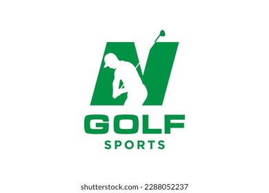 Alphabet letter icon logo N for Golf logo design vector template, Vector label of golf, Logo of golf championship, illustration, Creative icon, design