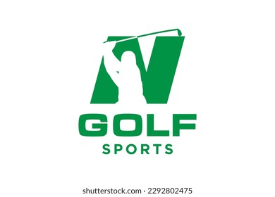 Alphabet letter icon logo N for Golf logo design vector template, Vector label of golf, Logo of golf championship, illustration, Creative icon, design