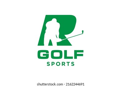 Alphabet letter icon logo R for Golf logo design vector template, Vector label of golf, Logo of golf championship, illustration, Creative icon, design