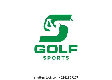 Icono de letra alfabeta Símbolo del diseño del logotipo S para Golf, etiqueta vectorial del golf, Logotipo del campeonato de golf, ilustración, icono creativo, diseño