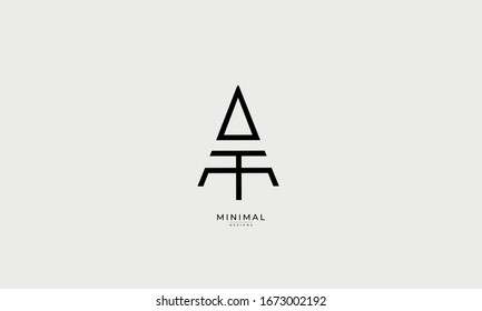 Alphabet letter icon logo AT or TA