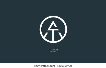 Alphabet letter icon logo AT or TA