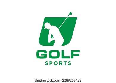 Alphabet letter icon logo U for Golf logo design vector template, Vector label of golf, Logo of golf championship, illustration, Creative icon, design