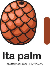 Alphabet Letter I-Ita palm vector illustration