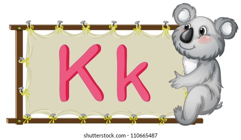 Alphabet letter illustration on a brown canvas