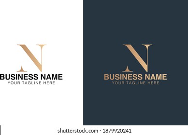 alphabet letter Initial minimal text logo design monogram N