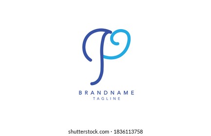Letra alfabética Logotipo de monograma inicial JP, PJ INITIAL, carta JP, J y P
