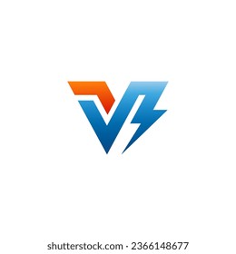 Alphabet letter Initial Monogram logo V, combines the letter V and the electric power symbol,colorful and modern concept