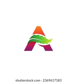 Letra alfabética logo inicial monograma A, concepto colorido y moderno que combina la letra A y la marihuana