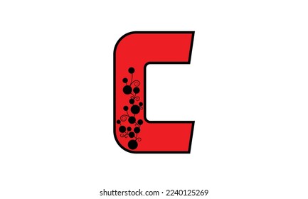 ALPHABET letter initial , Red color with abstract 
