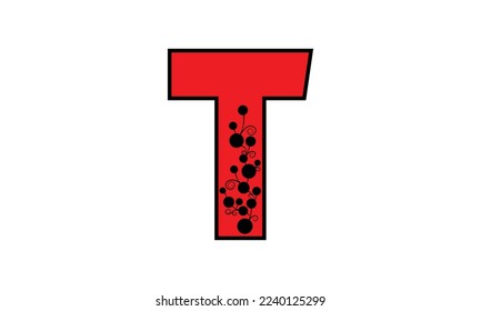 ALPHABET letter initial , Red color with abstract 