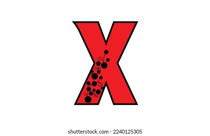 ALPHABET letter initial , Red color with abstract 