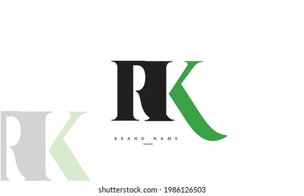 Alphabet letter Initials Monogram logo RK, KR, R and K
