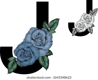 alphabet letter J with floral element series