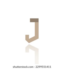 Alphabet Letter J Logo Design With Glossy Reflection Vector Icon Illustration. Elegant Minimal Letter Symbol.