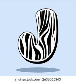 Alphabet letter J with zebra pattern