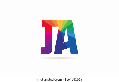 alphabet letter ja j a logo combination design with rainbow colors suitable for a company or business