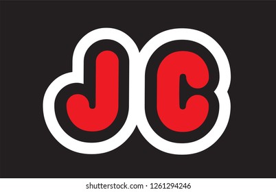 alphabet letter jc j c logo combination design with black white red colors suitable for a company or business