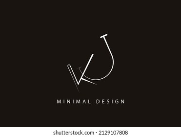 Alphabet letter JK logo design line art