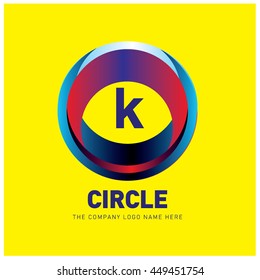 Alphabet letter k colorful logo in the circle. Vector design template elements for your application or company identity.