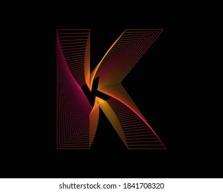 alphabet letter K with gradient line