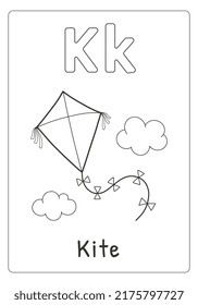 Alphabet Letter K For Kite Coloring Page For Kids