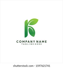 Alphabet Letter K Leaf Logo Design Template