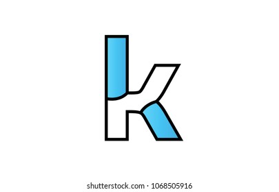 alphabet letter k logo design with black border and blue color suitable for a company or business