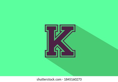 alphabet letter K logo icon in brown and green. Creative design for business and company with long shadow