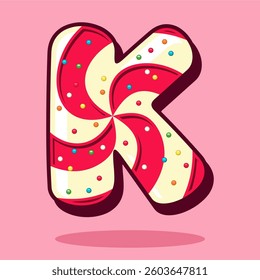 Alphabet letter K shaped lollipop