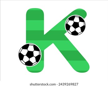 Alphabet Letter K with Soccer Ball Illustration