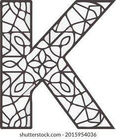 alphabet letter k stroke mandala vector art