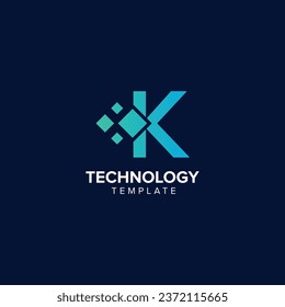 Alphabet Letter K Technology Logo Design Pixel Element.