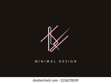 Alphabet letter KH logo design line art