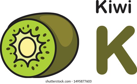 Alphabet Letter K-Kiwi vector illustration