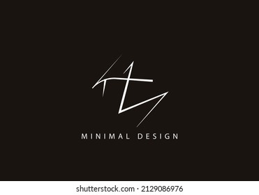 Alphabet letter KM logo design line art