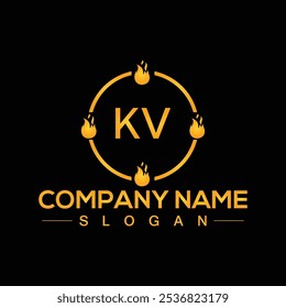 Alphabet letter KV creative logo design