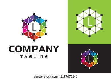 Alphabet Letter L, Hexa Multicolors Icon Design Template Elements Symbol Vector Illustration 