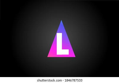 Alphabet letter L logo icon for company and business. Pink blue triangle design