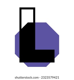 Alphabet Letter L with Purple Polygon Shape as Geometric Font Vector Illustration