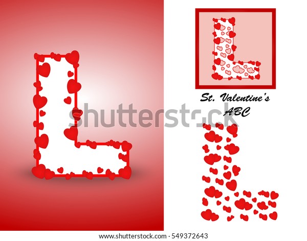 Alphabet Letter L Red Heart Valentine Stock Vector ...