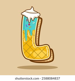 Alphabet letter L shaped ice cream