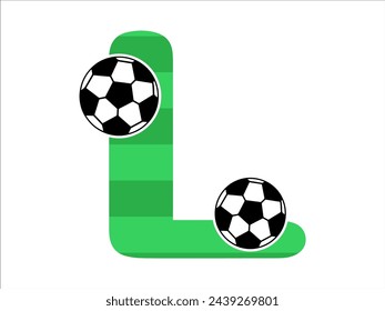 Alphabet Letter L with Soccer Ball Illustration
