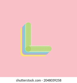 Alphabet letter L vector graphic design typography.Bright coloured illustration.