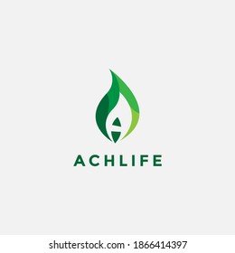 Alphabet A letter leaf vector logo icon sign design template