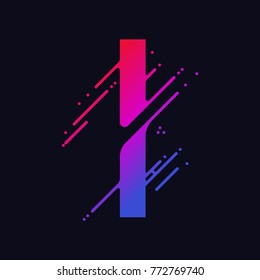 Alphabet letter I with liquid splash and drops, abstract colorful ink abc, stylized dynamic paint trail font. Vector