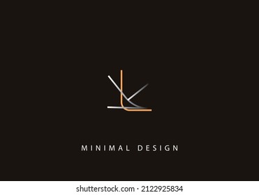 Alphabet letter LK logo design line art